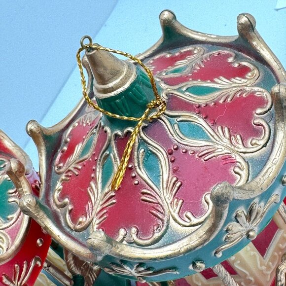 Vintage Christmas Carousel Horse Ornaments Set Of 7 - 4"x3" Red & Green - Picture 8 of 10